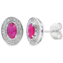 .73ct Ruby Diamond Earrings 10KT White Gold