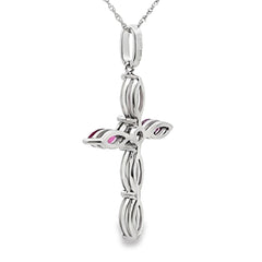 Ruby Diamond Cross Religious Pendant 10KT White Gold