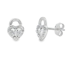 .06ct Diamond Heart Earrings Sterling Silver