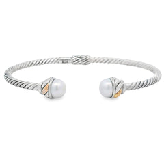 Pearl Bangle Bracelet Sterling Silver 18KT Gold