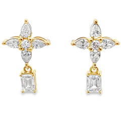 Lab Grown Diamond Dangle Earrings 14KT Yellow Gold