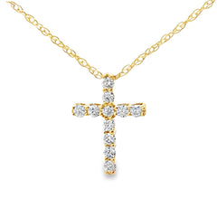 .12ct Diamond Cross Religious Pendant 10KT Yellow Gold