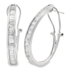 1.00ct Diamond Hoop Earrings 14KT White Gold