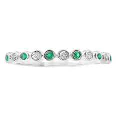 Emerald Diamond stackable band set 14KT White Gold