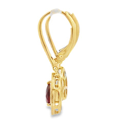 1.05ct Garnet Diamond Dangle Earrings 10KT Yellow Gold