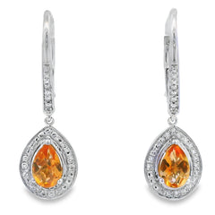 .88ct Amethyst Diamond Dangle Earrings 10KT White Gold
