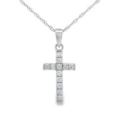 .11ct Diamond Cross Religious Pendant 14KT White Gold