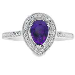 .42ct Amethyst Diamond Ring 10KT White Gold