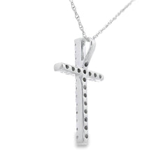 .19ct Diamond Cross Religious Pendant 14KT White Gold