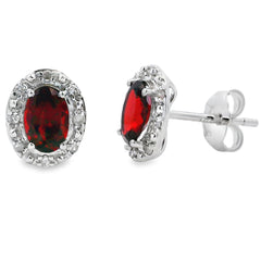 1.18ct Garnet Diamond Earrings 10KT White Gold