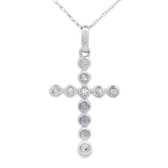 .12ct Diamond Cross Religious Pendant 14KT White Gold