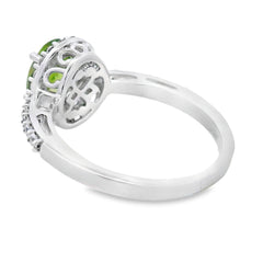 Peridot Created Sapphire Ring Sterling Silver