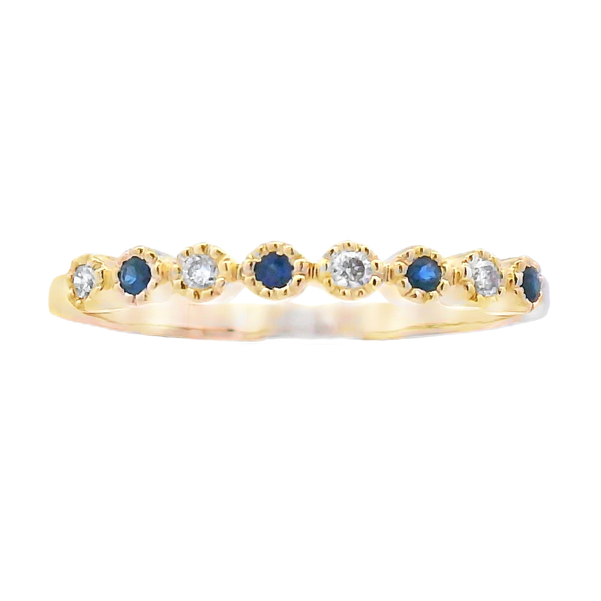 Sapphire Diamond stackable band set 14KT Yellow Gold