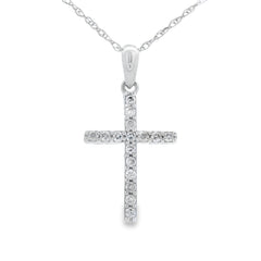 .11ct Diamond Cross Religious Pendant 14KT White Gold