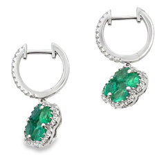 1.93ct Emerald Zircon Dangle Earrings Sterling Silver