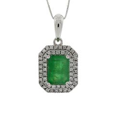 1.08ct Emerald Diamond Fashion Pendants 14KT White Gold