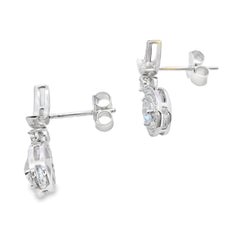 Aquamarine Diamond Dangle Earrings 10KT White Gold