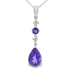 Amethyst Diamond Fashion Pendants 10KT White Gold