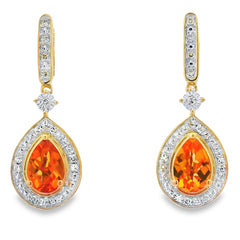 .89ct Citrine Diamond Dangle Earrings 10KT Yellow Gold