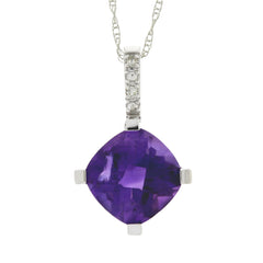 Amethyst Diamond Fashion Pendants 10KT White Gold