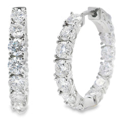 Natural 5.52ct Moissanite Hoop Earrings Sterling Silver