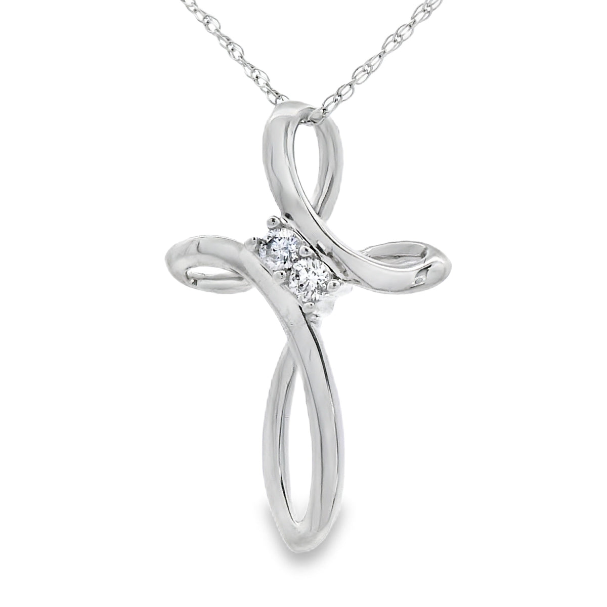 .04ct Diamond Cross Religious Pendant 14KT White Gold
