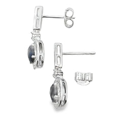 1.06ct Onyx Diamond Dangle Earrings 10KT White Gold