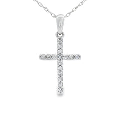 .10ct Diamond Cross Religious Pendant 14KT White Gold