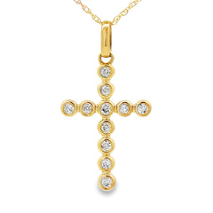 .20ct Diamond Cross Religious Pendant 14KT Yellow Gold