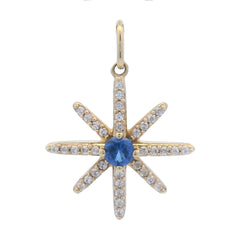 Genuine Created Sapphire Star Pnd 10KT Yellow Gold