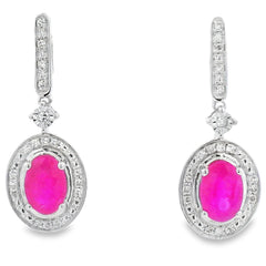 1.40ct Ruby Diamond Dangle Earrings 10KT White Gold
