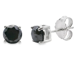 2.00ct Black Diamond Stud Earrings Sterling Silver
