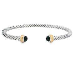 Natural Onyx Bangle Bracelet Sterling Silver 18KT Gold