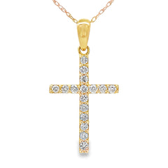 .30ct Diamond Cross Religious Pendant 14KT Yellow Gold
