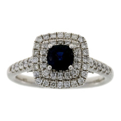1.22ct Sapphire Diamond Ring 14KT White Gold