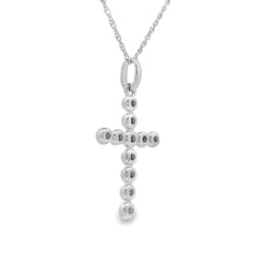 .09ct Diamond Cross Religious Pendant 14KT White Gold