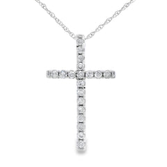 .19ct Diamond Cross Religious Pendant 14KT White Gold