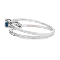 Natural .61ct Sapphire Diamond Ring 14KT White Gold