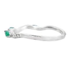 Emerald Diamond stackable band set 14KT White Gold