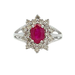1.65ct Ruby Diamond Ring 14KT White Gold