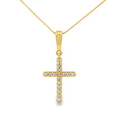 .08ct Diamond Cross Religious Pendant 10KT Yellow Gold