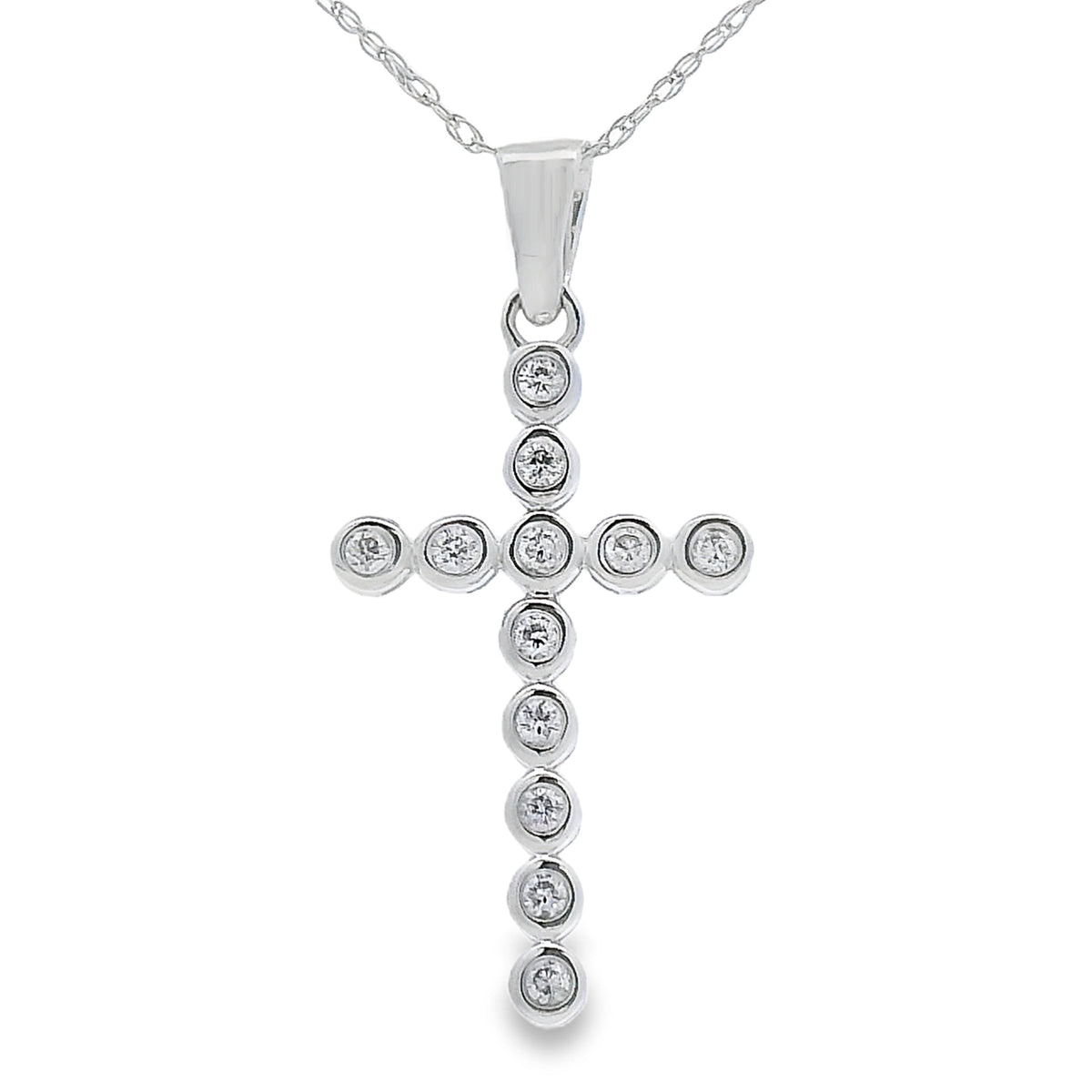 .12ct Diamond Cross Religious Pendant 14KT White Gold