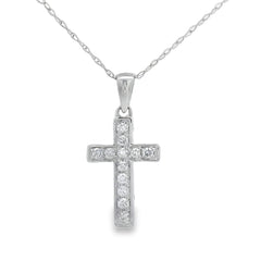 .12ct Diamond Cross Religious Pendant 14KT White Gold