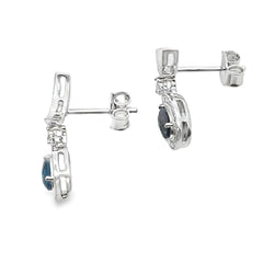 .59ct London Blue Topaz Dangle Earrings 10KT White Gold
