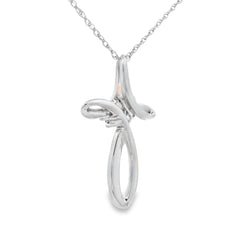 .04ct Diamond Cross Religious Pendant 14KT White Gold