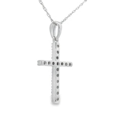 .19ct Diamond Cross Religious Pendant 14KT White Gold