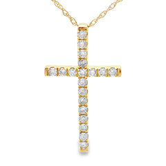 .24ct Diamond Cross Religious Pendant 14KT Yellow Gold