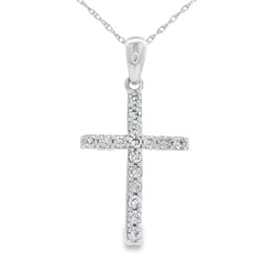 .30ct Diamond Cross Religious Pendant 14KT White Gold