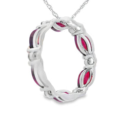 Ruby Diamond Circle of Love Pendant 10KT White Gold