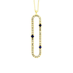 Diamond Sapphire Fashion Pendants 14KT Yellow Gold